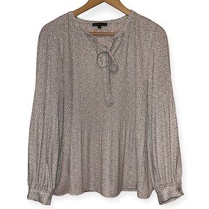 EUC Adrianna Papell Cream Blouse with Tie Neck